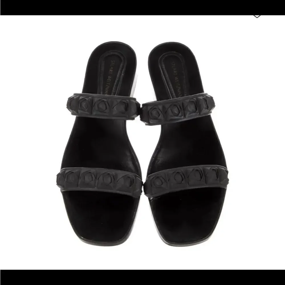 Stuart weitzman black rosita dual strap slide sandals